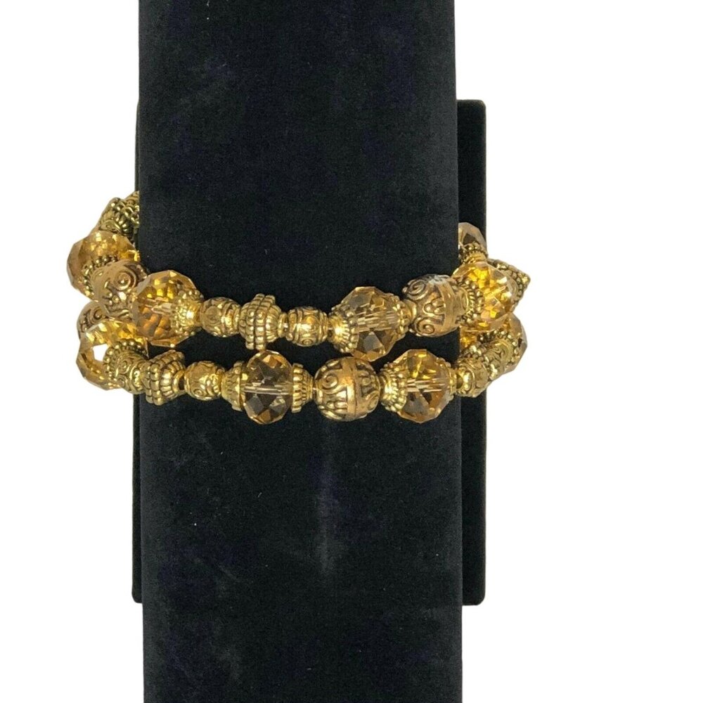 Vintage-Inspired Gold Tone Beaded Bracelets Set Of 2 With Toggle Clasp Jewelry
